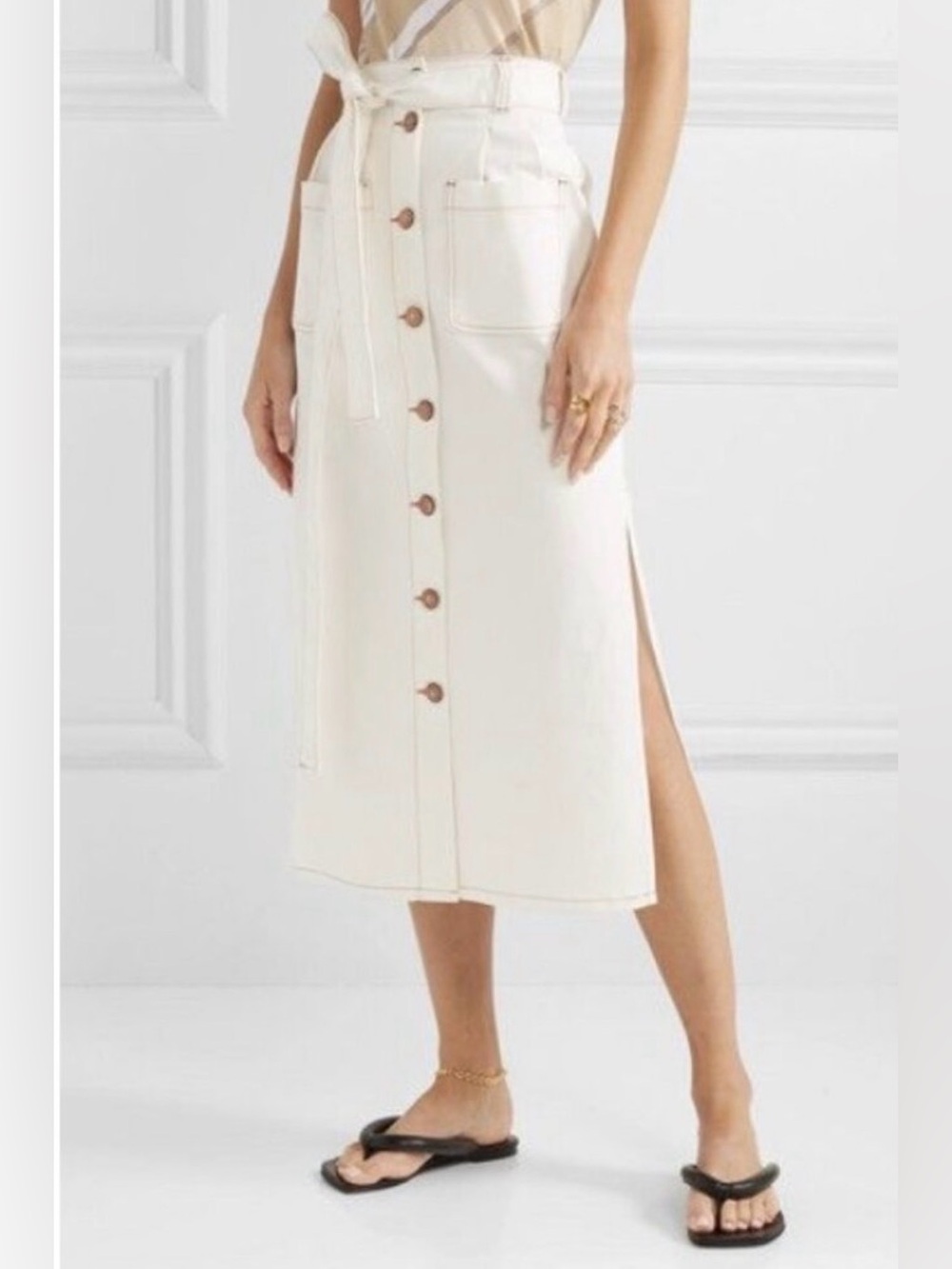 See by Chloe white denim skirt
